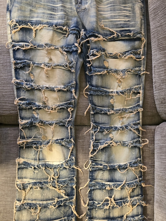 Denim - Distressed Blue Women's Ripped Jeans